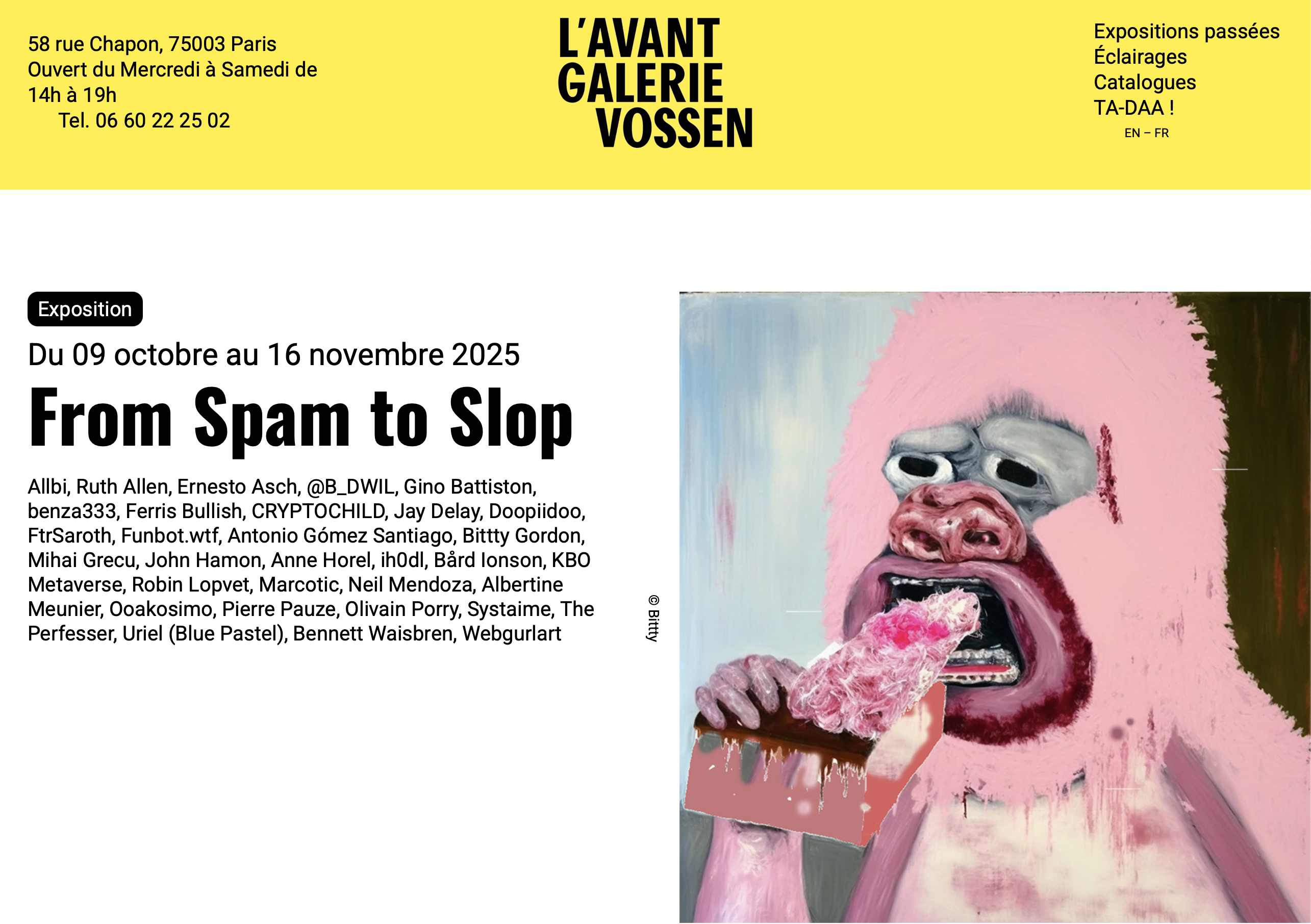 Funbot wtf L'Avant Galerie Paris 2025 Spamart